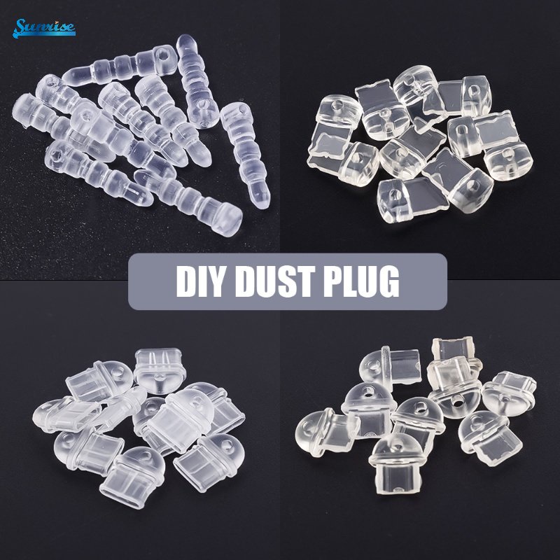 1pc Dust Plugs / Sumbat Lubang Charging Earphone Anti Debu Transparan DIY Untuk Android