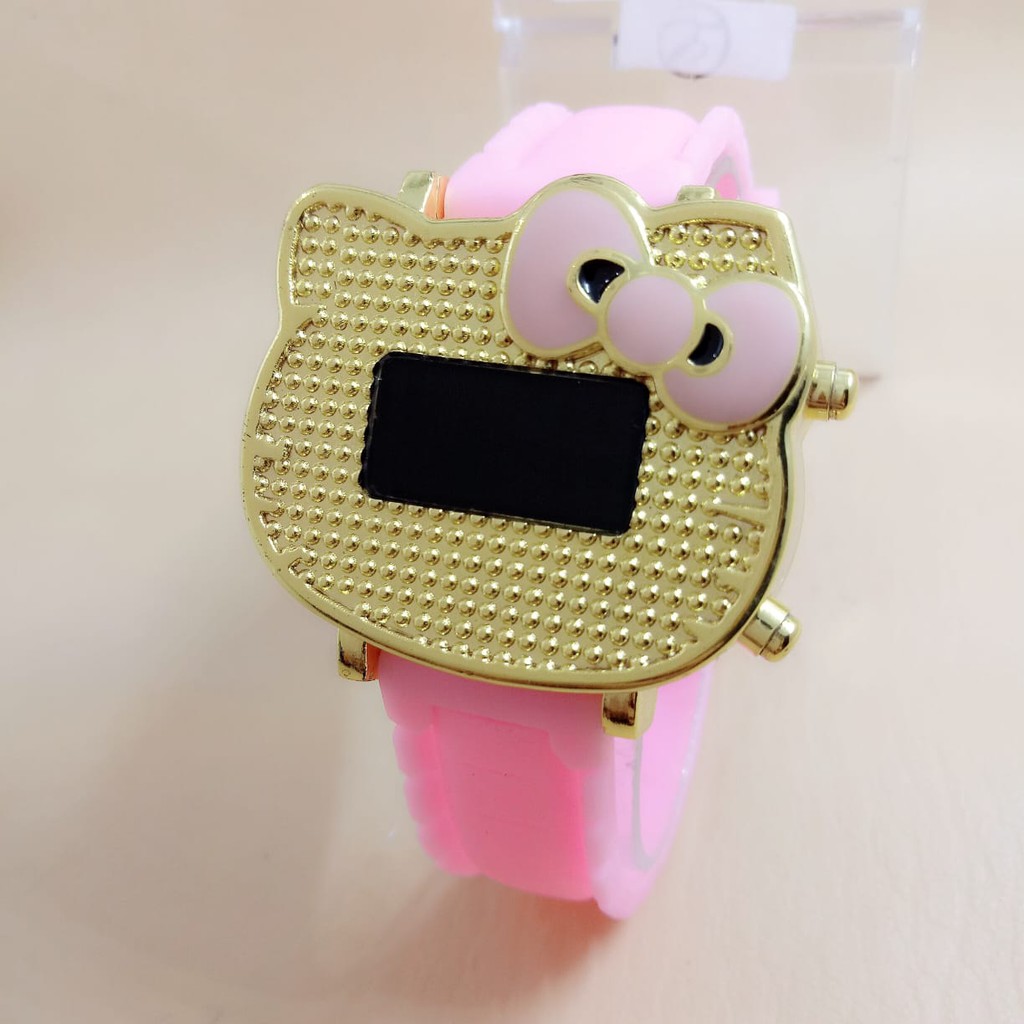 JAM TANGAN ANAK FASHION HELLO KITTY LED RUBBER