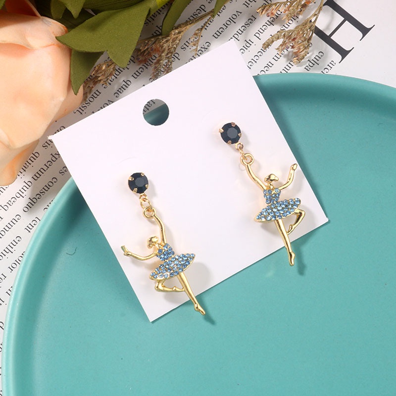 Anting Gantung Panjang Tusuk Gaya Korea Motif Penari Balet Aksen Rumbai Bahan Silver S925 Untuk Wanita
