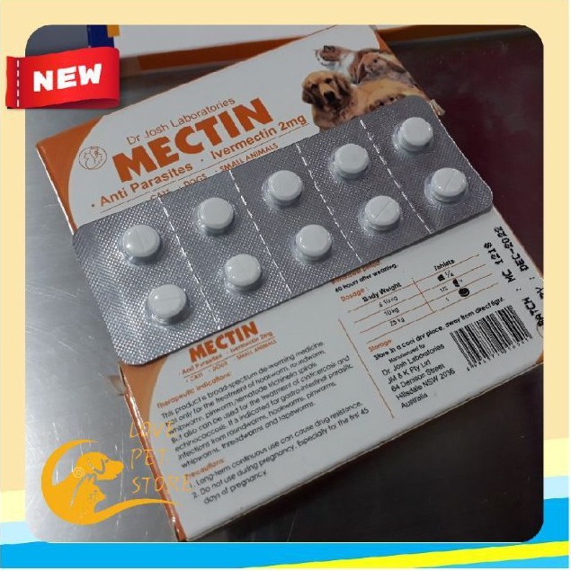 Obat kutu anjing kucing kelinci mectin (10 tablet) anti parasit