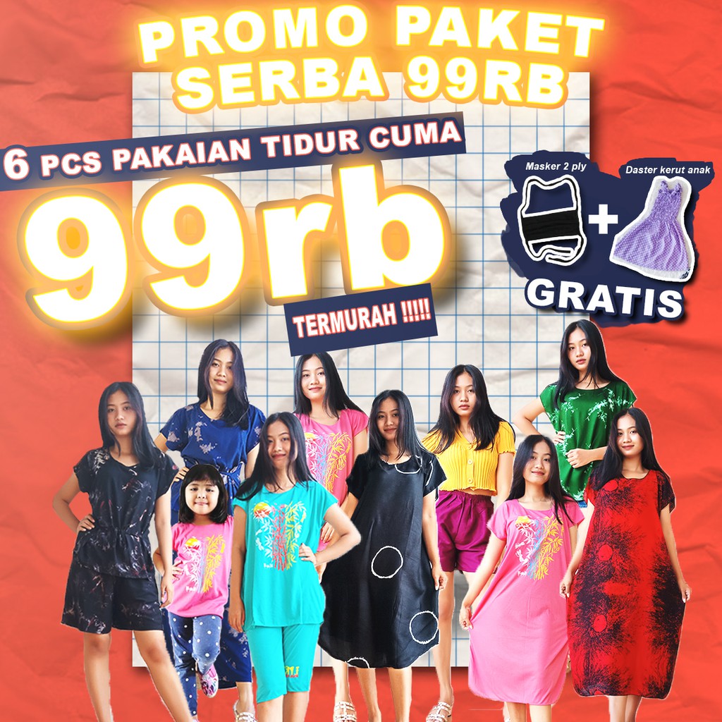 [ PROMO PAKET SERBA 99RB ] DASTER BALI / BAJU TIDUR MOTIF DAN POLOS TERMURAH