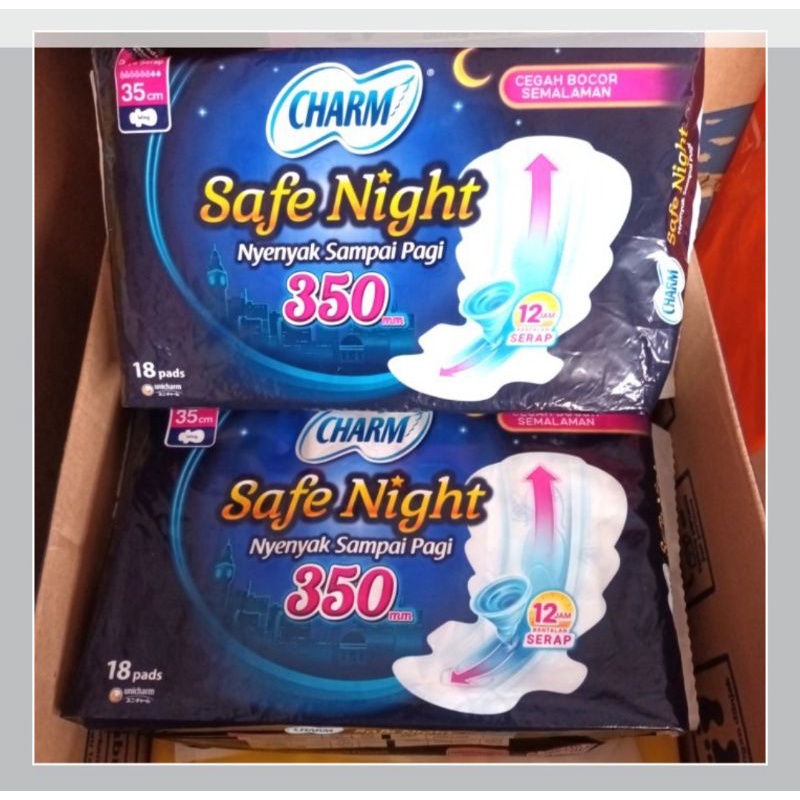 Charm safe night 35cm 18pads/pembalut charm 35 cm 18 pads/charm safe night wing