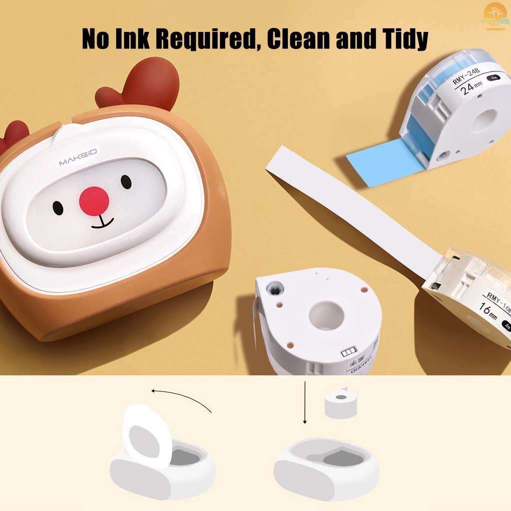 MAKEID 1 Roll Adhesive Label Paper Thermal Printer Paper Name Price Barcode Label Sticker Tape Waterproof Tear-Resistant for T7 Portable Label Maker Printer, Red 16mmx4m