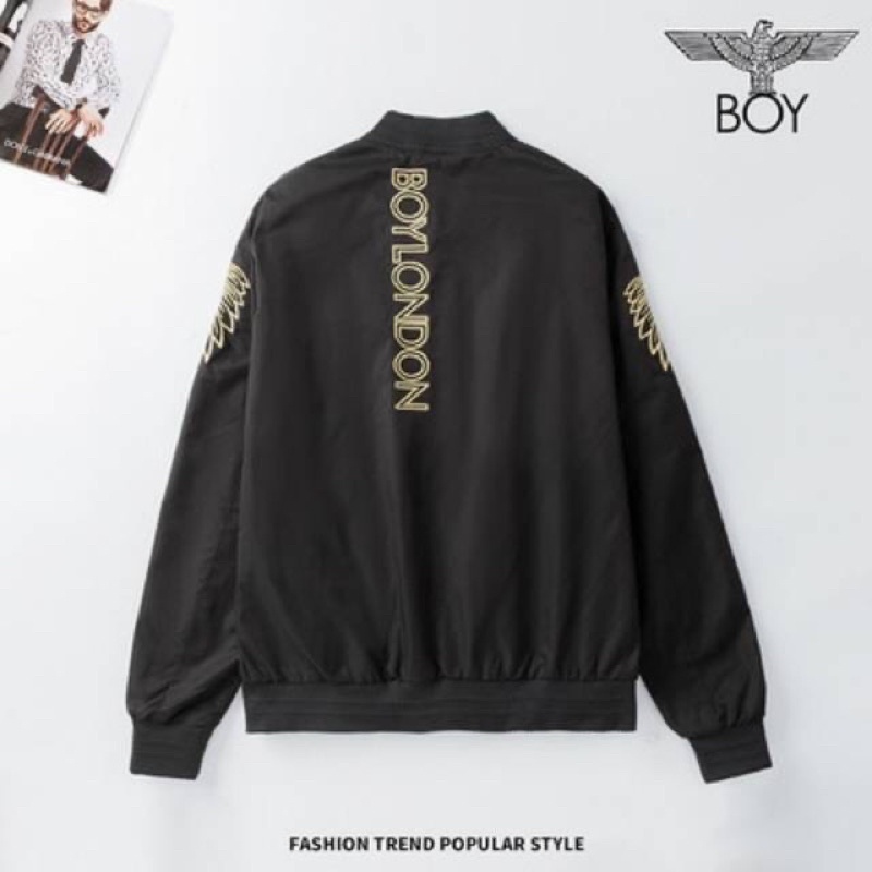 BOY26 JAKET ZIPPER BOY LONDON WINGS BORDIR GOLD IMPORT PRIA WANITA ASIA EROPA KOREA AMERIKA
