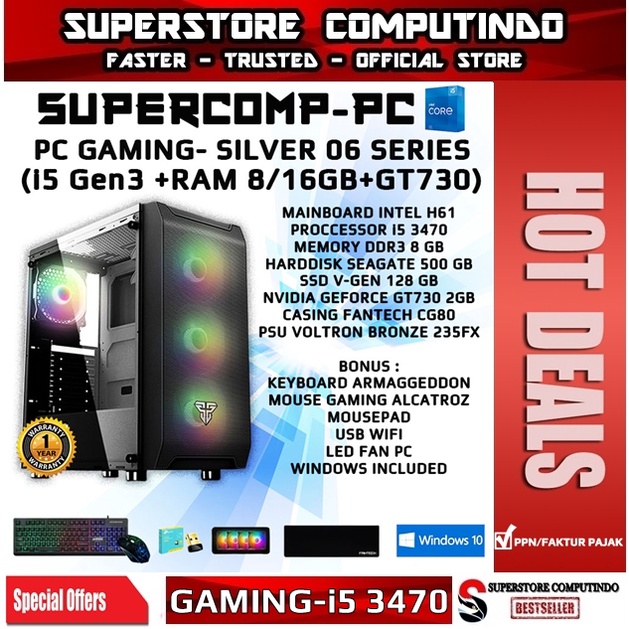 PC Rakitan Gaming Core i5-RAM 8/16GB-SILVER 06 Series-Siap Pakai