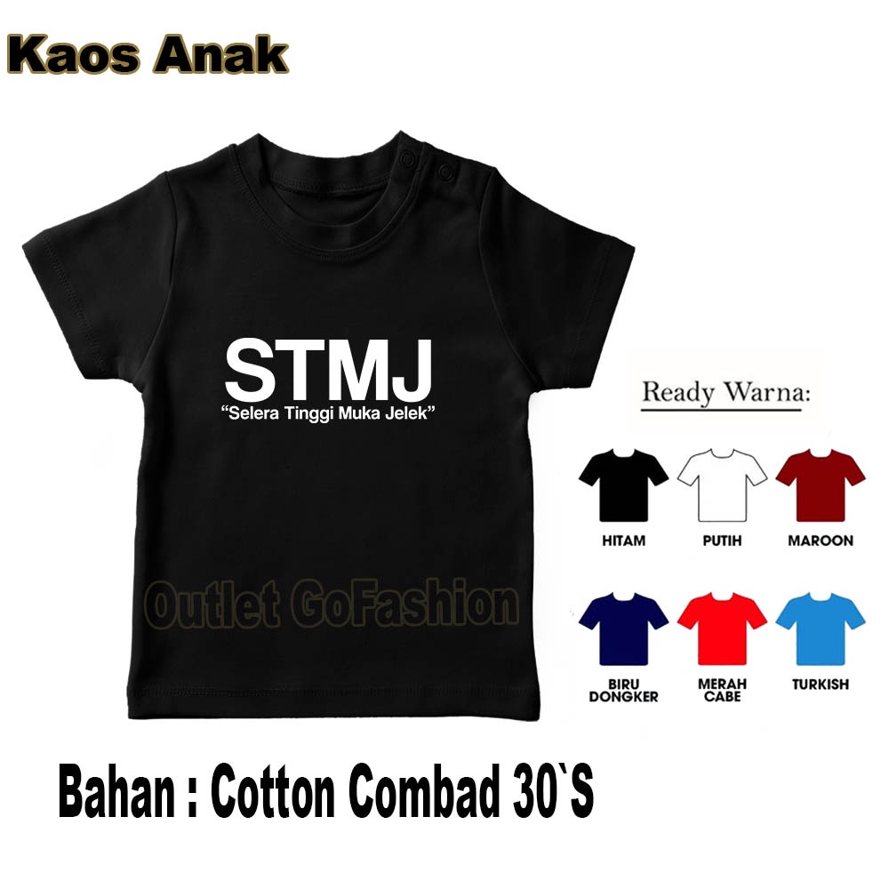 Kaos Anak Laki Laki Custom STMJ Selera Tinggi Muka Jelek Desain Tulisan Kata Simple Lengan Pendek Ba