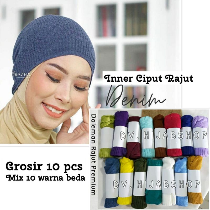 10pcs INNER CIPUT RAJUT KUALITAS PREMIUM / DALEMAN JILBAB INNER RAJUT