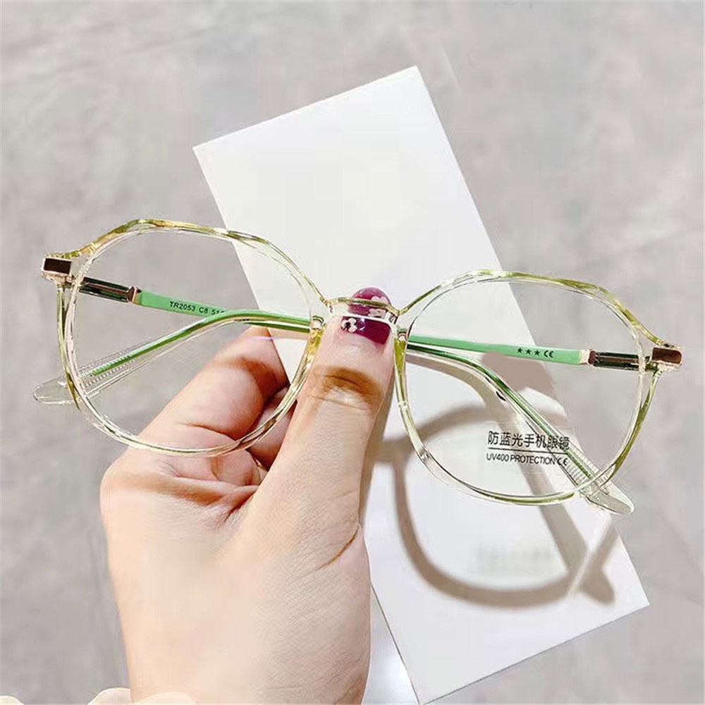 【COD Tangding】6 Colors Anti-Blue Light No Degree Round Frame Flat Glasses Frame Metal Clear Computer Glasses Eyeglasses