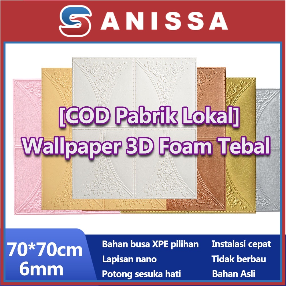 [COD Beli 10 Gratis 1] L 70*70cm 4-6mm Tebal Wallpaper 3D Foam Wallpaper Dinding Batu Bata Stiker Di