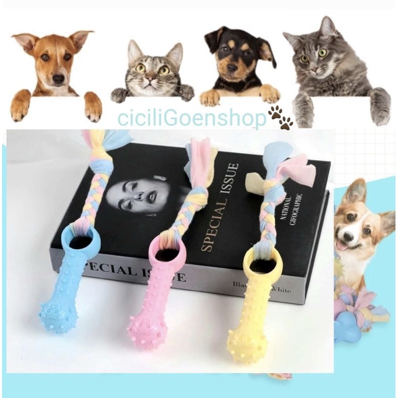 Premium toys Gigitan anak anjing hewan karet rubber solid teeth cleaning chewing small