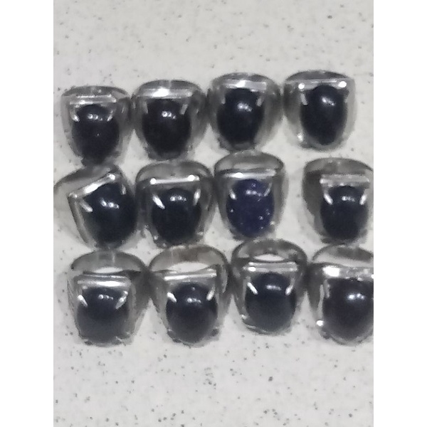 (COD)CINCIN PRIA  BLACK ONYX CINCIN BATU AKIK, BATU HITAM - SUPER EKSLUSIF - Silver  cincin pria titanium stainlesstel black onyx premium CINCIN PRIA TITANIUM COOL BLACK ONYX