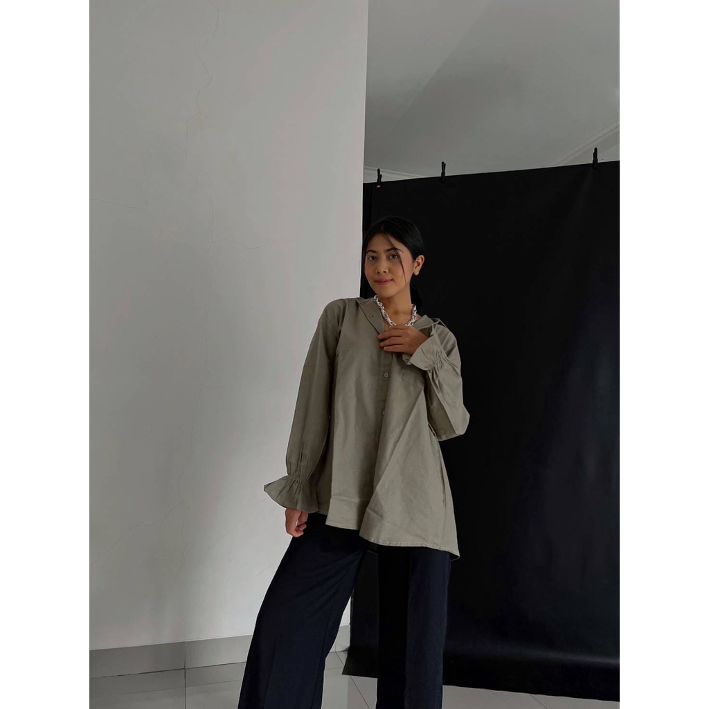 FWR - KEMEJA LINEN SHIRT  / KEMEJA OVERSIZE WANITA / KEMEJA LENGAN PANJANG WANITA 2388