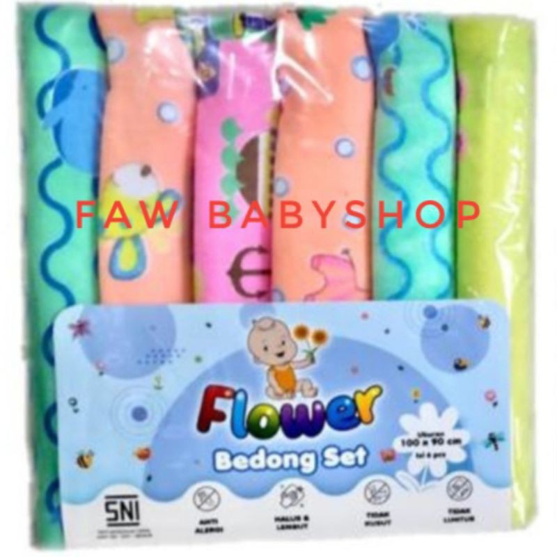 6pcs Bedong katun Bayi Rainbow merk Flower (SNI) TERMURAH bedong kaos bayi bedong bayi