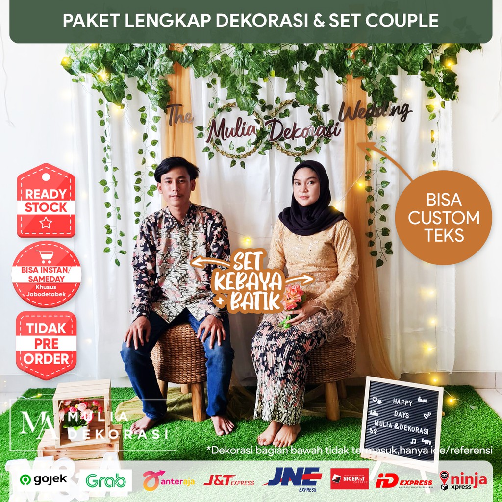 Dekorasi Lamaran Tunangan Backdrop Nikahan DIY Akad Nikah Paket MM Lengkap Dengan One Set Couple