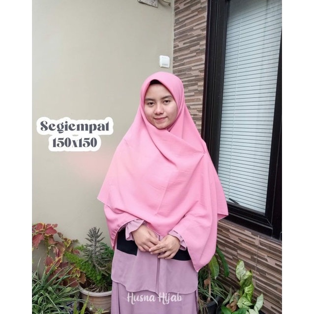 [HUSNA COLLECTION] Khimar Segi Empat Polos Wolfis 150 CM / Jilbab Segi Empat / Kerudung Polos