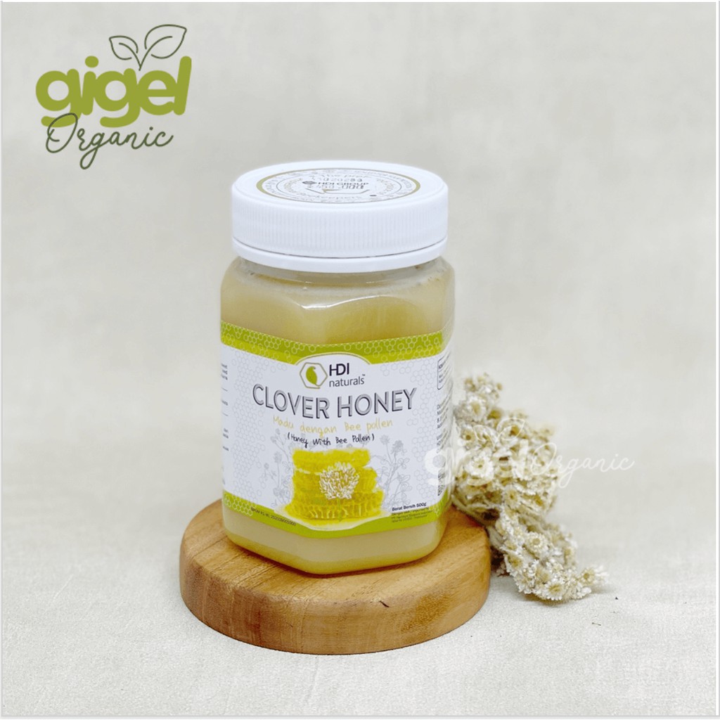 HDI Naturals Clover Honey - 500gr - Madu Dengan Bee Pollen - Gigel Organic