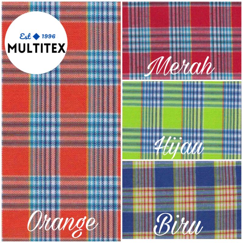 [GULUNGAN] bahan kain kotak TC Katun cotton orange merah hijau biru seragam kemeja halus lembut adem