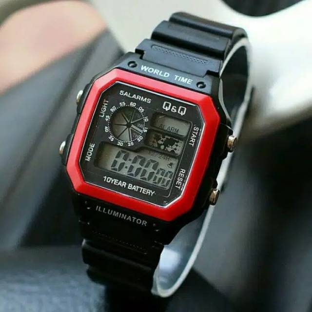 Jam Tangan Pria Q&amp;Q Digital Sergi Strap Rubber(Dikirim Dari Jakarta)