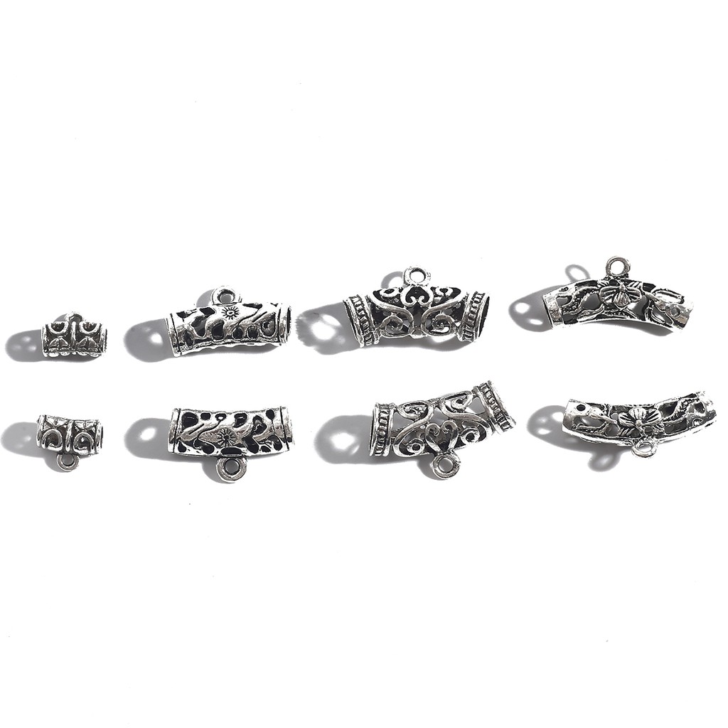 1Pcs Antique Silver Plated Tube Charms Curved Tube Spacer Beads