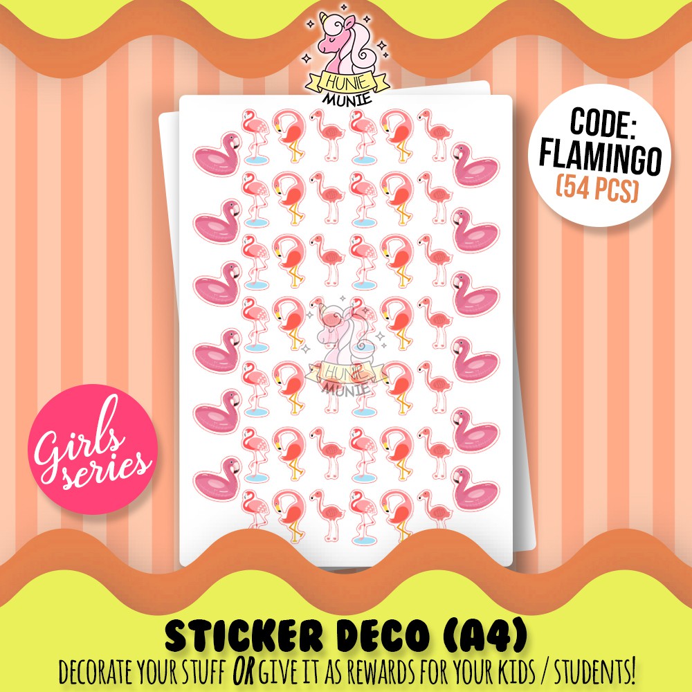 

Sticker Deco - Flamingo Pink - GIRLS SERIES - Stiker Reward Anak Cake Topper - Hunie Munie