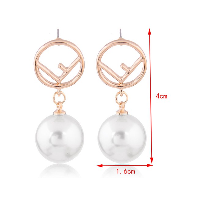 LRC Anting Tusuk Fashion Gold Peace Pearl Stud Earrings A58516