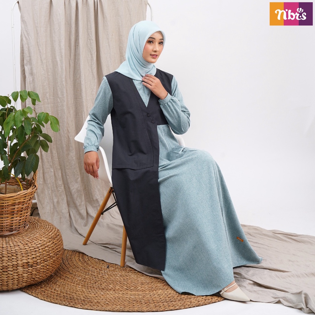 Nibras Gamis NB B78 Bahan Intrarami mix Sorento Stretch Dress Fashion Muslimah Modern Kekinian by Nibras bisa COD