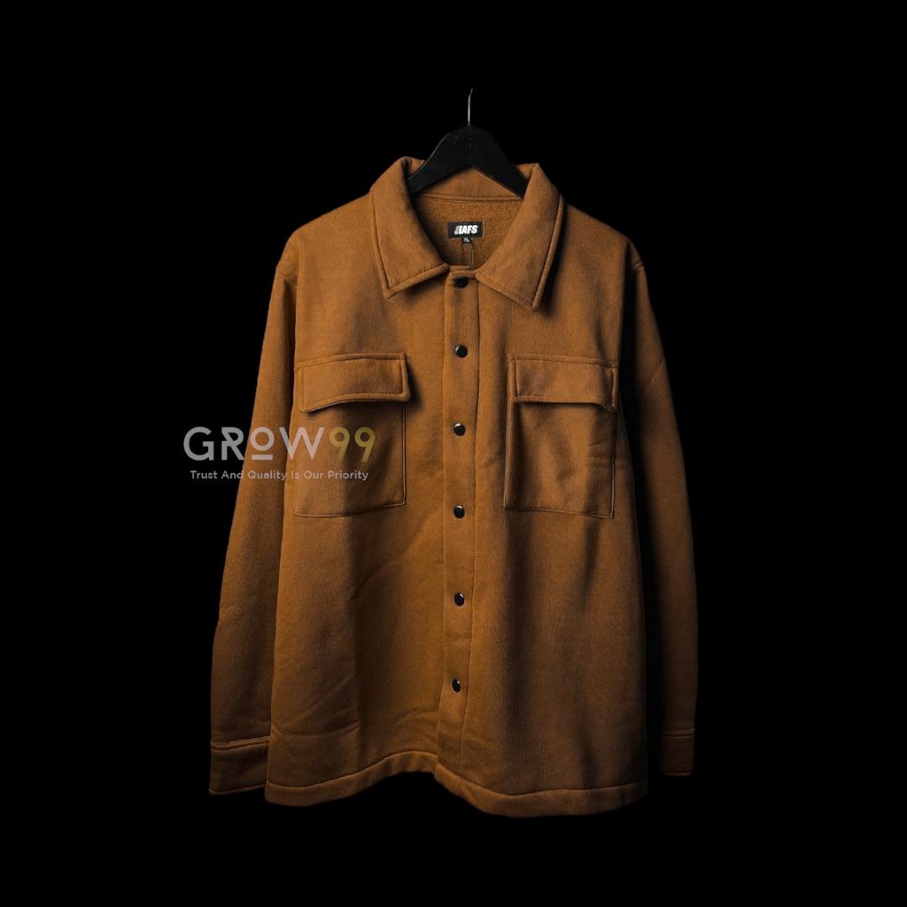SHACKET JACKET PLEECE - JAKET SHACKET PRIA ORIGINAL - JAKET CASUAL PRIA-BROWN