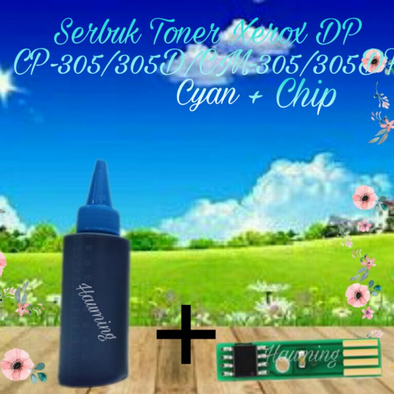 Serbuk Toner Xerox CP305 CM305 CM305D CP305D CM305DF CP-305 305D 305DF CM-305 305D Cyan + Chip