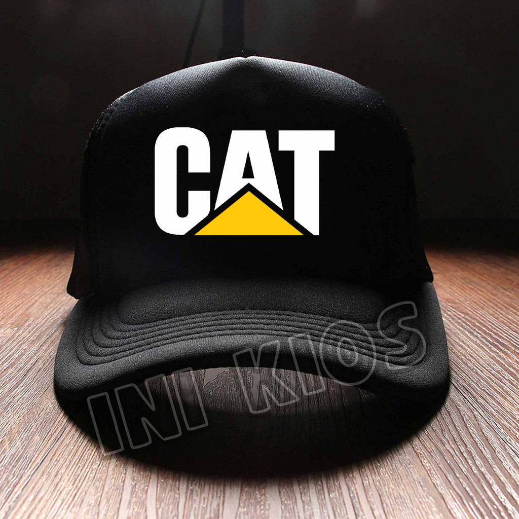 KEREN Topi TRUCKER HITAM CATERPILLAR Distro Pria Wanita Polos MANTAP CAT