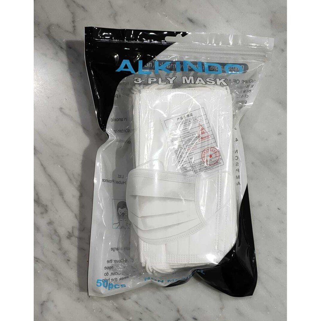 Alkindo Disposable Protective Non Medical Face Mask 3ply Isi 50 pcs Anti Virus Masker