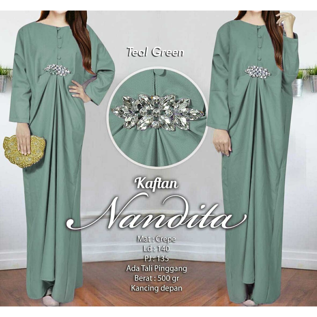 Nandita Kaftan Busui Jumbo New Color Aksesoris Rangkai Diamond