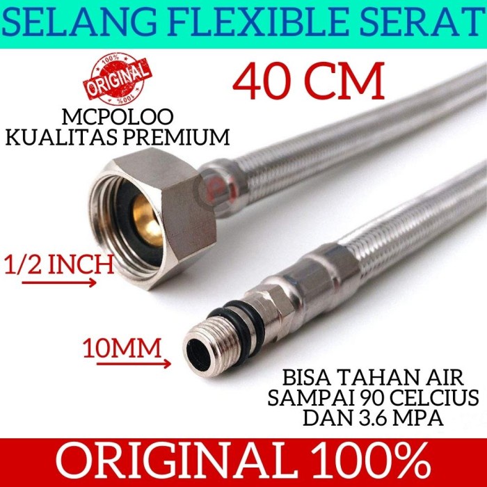 MCPOLOO Selang Flexible Hose Serat 1/2 Inch x 10mm Bahan Premium 40 cm