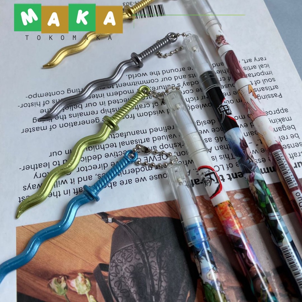 

pulpen gantungan pedang demon slayer pen gel pedang kimetsu no yaiba pena bolpen lucu perlengkapan sekolah alat tulis kantor import atk termurah