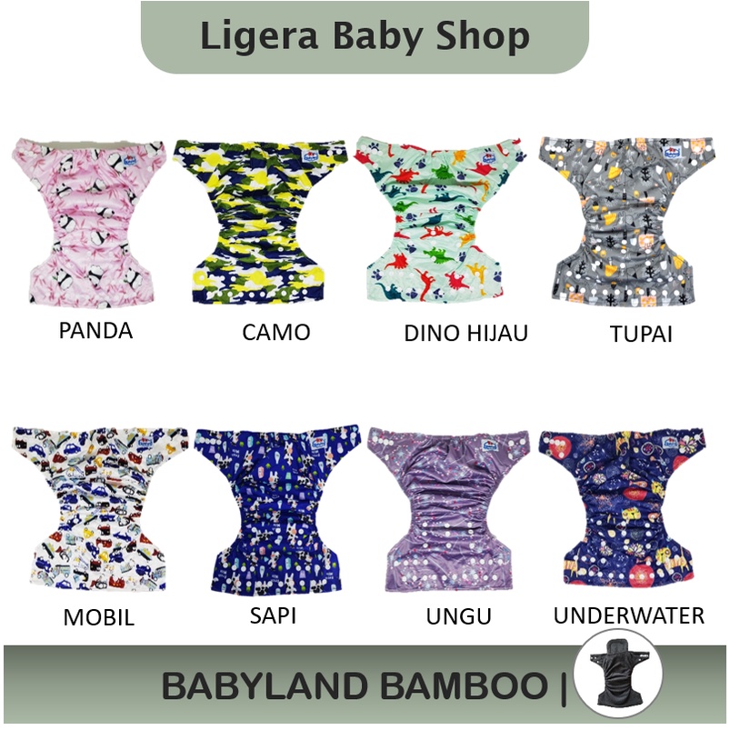 Popok Kain Clodi Kancing Babyland Original Bamboo - Pilih Motif D