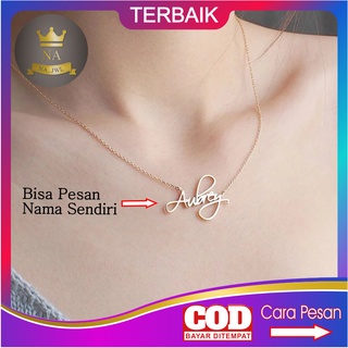 Image of Kalung nama titanium anti karat lapis emas aksesoris fashion wanita cewek necklace lapis emas asli