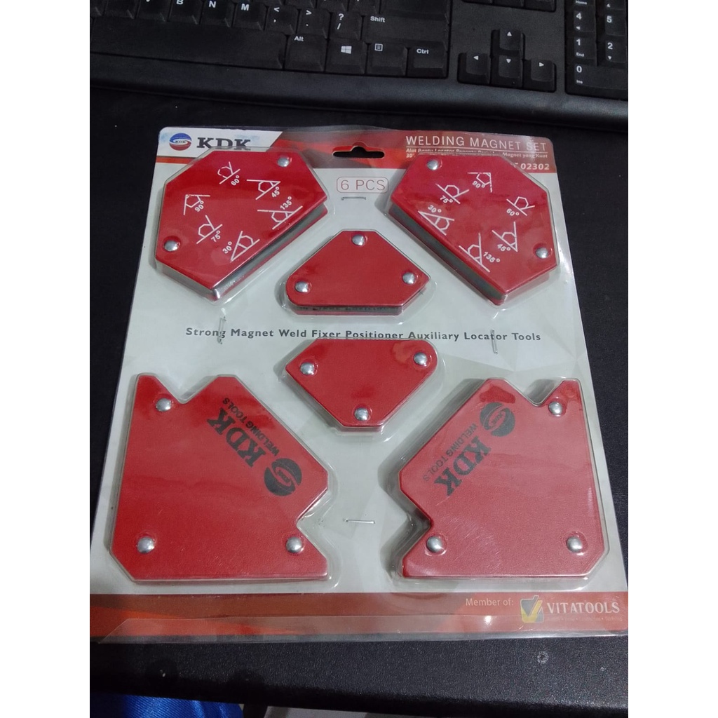 ready stok!! Isi 6PCS 25 Lbs 3 Inch Siku Magnet Mini Set KDK Untuk Las -Siku Las-Arrow Magnetic Welding Holder