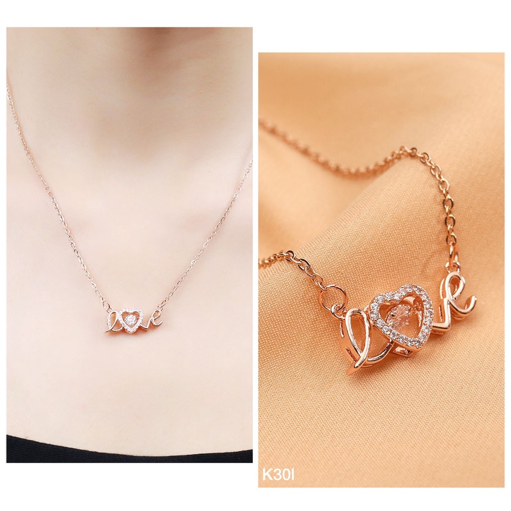 COD! kalung titanium love dancing stone import anti karat / kalung love import titanium