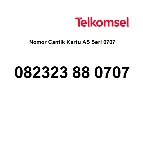 Nomor Cantik Telkomsel Kartu As Seri 2323 88 0707 Minimalis