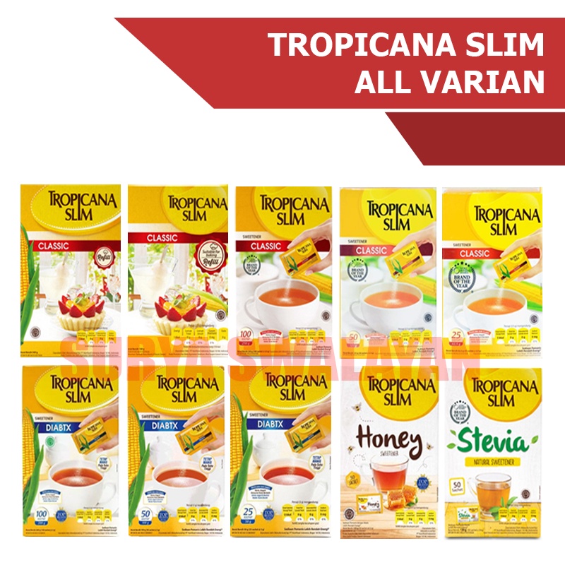 

Tropicana Slim All Varian - Tropicana Slim Diabetix / Sweetener / Classic