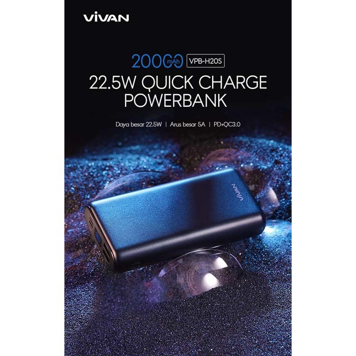 VIVAN VPB-H20S 20000mAh 3 Output 3 Input 22.5W Quick Charge Power Bank