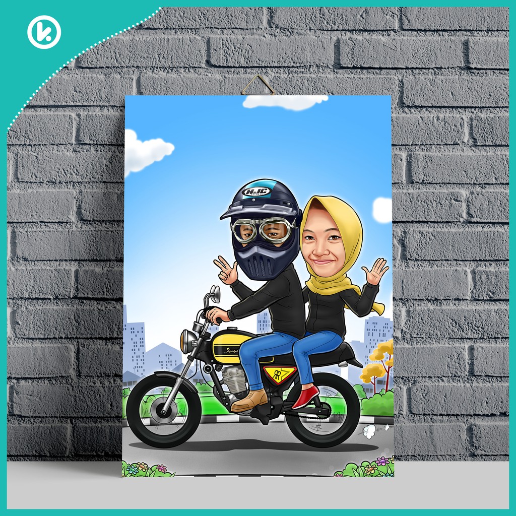 KARIKATUR WAJAH FULL KONSEP CUSTOM + BINGKAI | KADO UNIK ULANG TAHUN WISUDA PERNIKAHAN