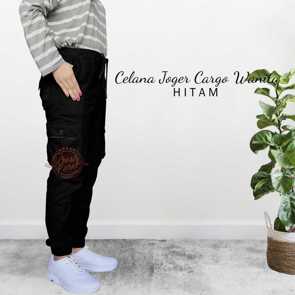 Celana Joger Kargo Wanita Ukuran 27 - 38