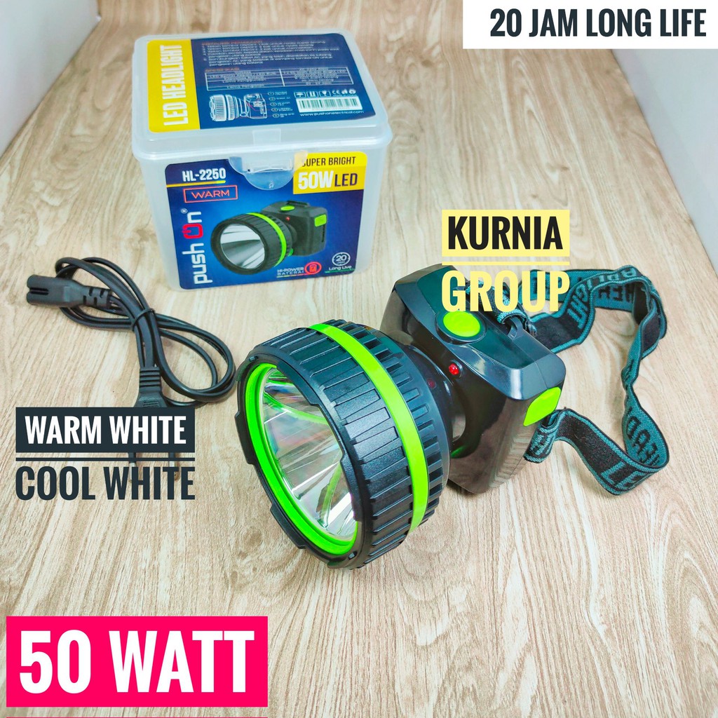 SENTER KEPALA 50W HEAD LAMP PUSH ON SUPER JOSS TERANG NYA CAS HEADLAMP BELOR BERBURU BESAR HL-2250