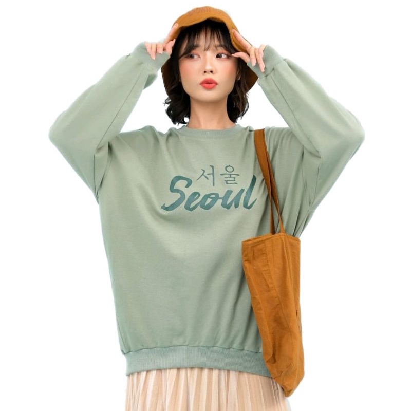 Jaket sweater Crewneck oversize pakaian pria wanita Outerwear Korean Style SEOUL Japan terbaru