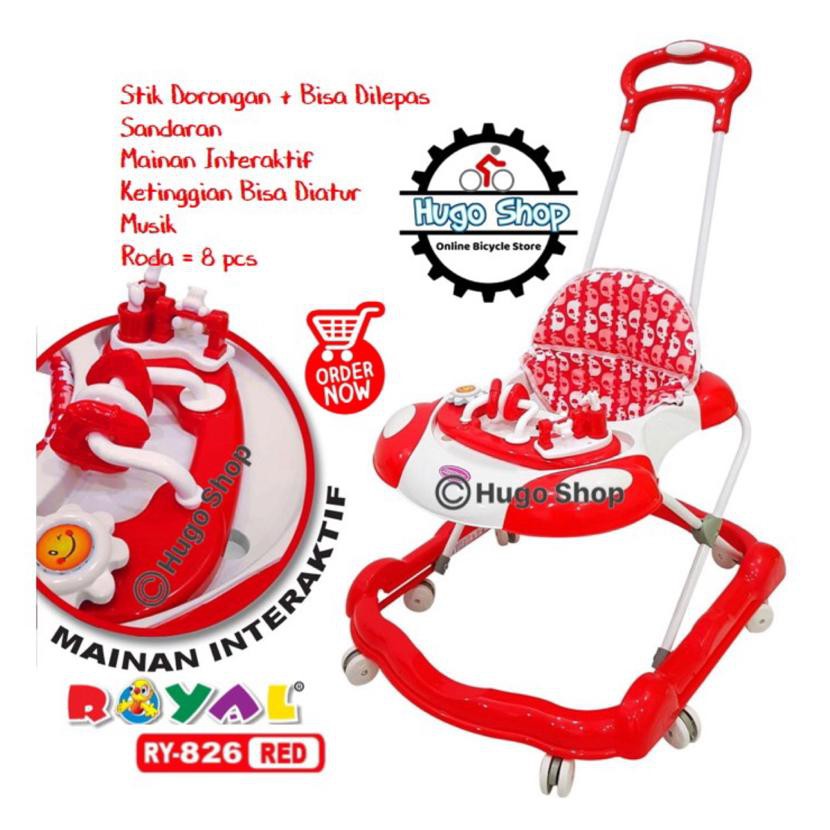Alat Belajar Jalan Bayi - Baby Walker Royal RY 826 Red