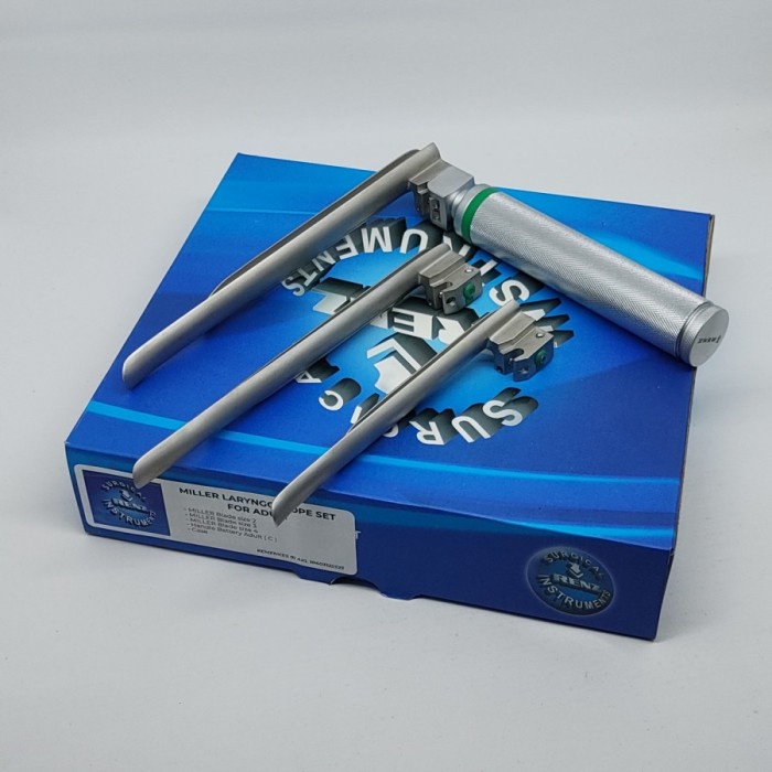 Miller Laryngoscope Set For Adult Fiber Optic - Renz Instrument