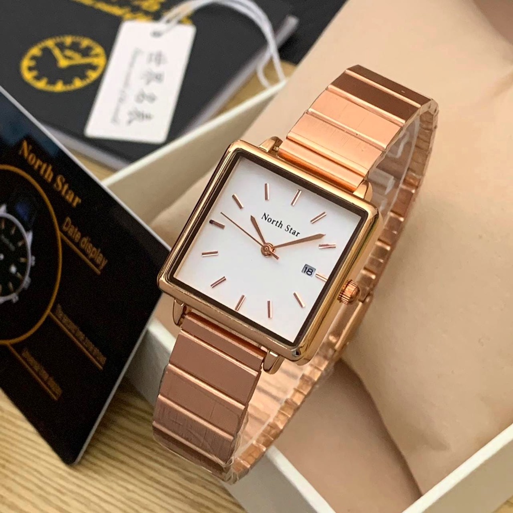 Jam Tangan Wanita Y51003L Tali Rantai Case Kotak Tanggal Aktif Free Box Exclusive &amp; Baterai
