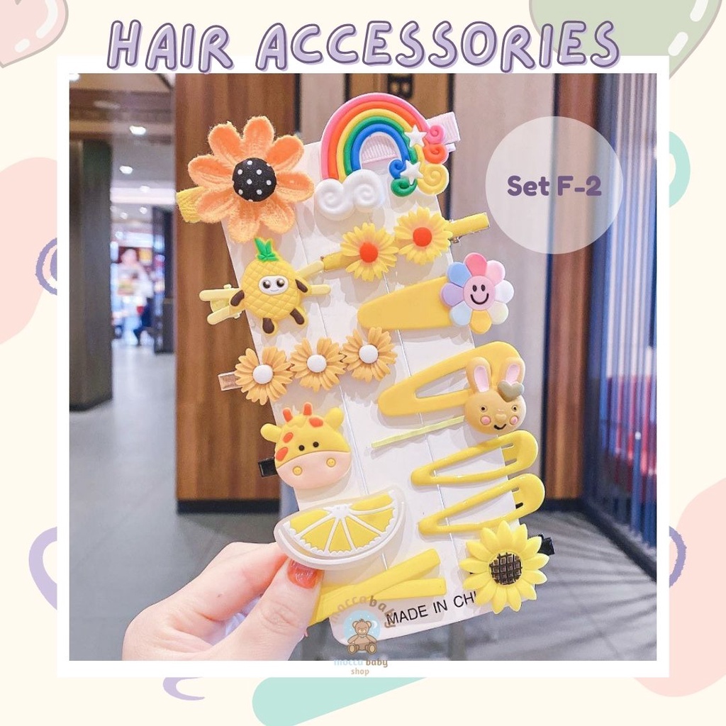 MBSS - JEPIT TWELVE Jepit Rambut Anak Fashion Korea Set 14 Jepit Rambut Kartun Jepit Rambut Gadis