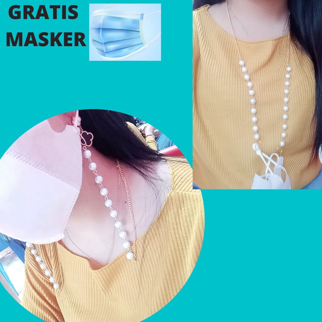 Rantai Mutiara Masker kait kalung Masker Strap Mask Holder Mutiara strap masker Korea kalung masker