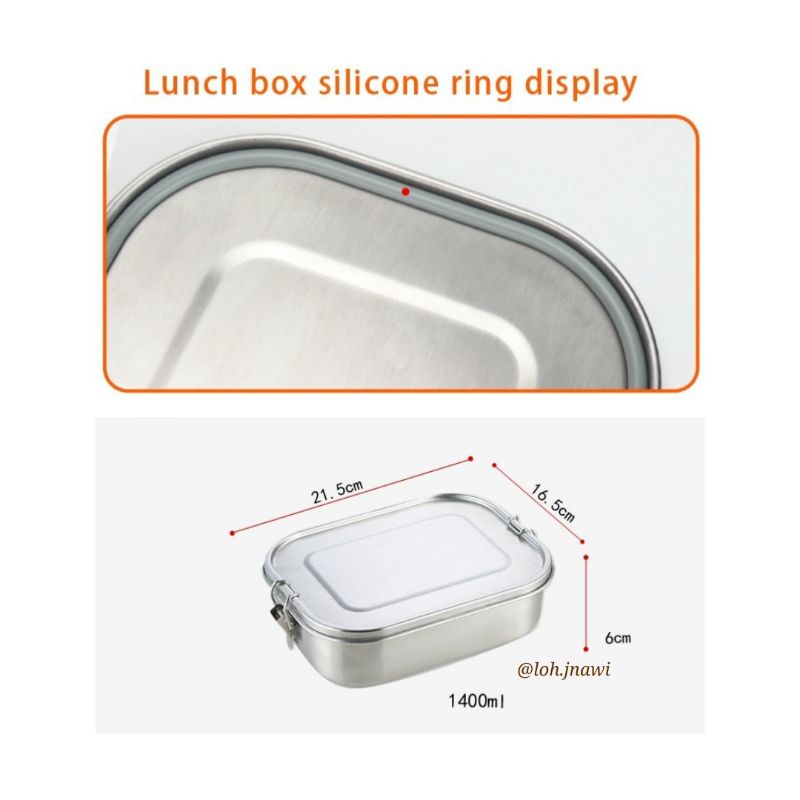 Lunch Box Stainless Steel 1400 ml Premium Anti Tumpah